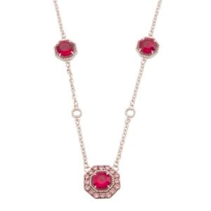 NWT Judith Ripka Ruby & Rhodolite CZ Casablanca Pendant Station Necklace